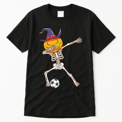 Funny Dabbing Skeleton Pumpkin Head Scary Witch Hat Soccer Tall T-Shirt