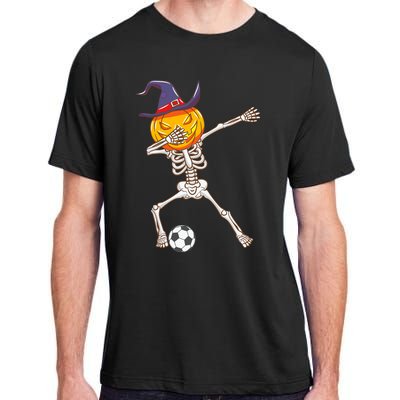 Funny Dabbing Skeleton Pumpkin Head Scary Witch Hat Soccer Adult ChromaSoft Performance T-Shirt