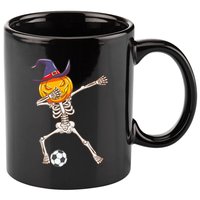 Funny Dabbing Skeleton Pumpkin Head Scary Witch Hat Soccer 11oz C Handle Ceramic Mug
