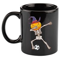 Funny Dabbing Skeleton Pumpkin Head Scary Witch Hat Soccer 11oz C Handle Ceramic Mug
