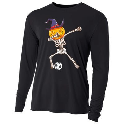 Funny Dabbing Skeleton Pumpkin Head Scary Witch Hat Soccer Cooling Performance Long Sleeve Crew