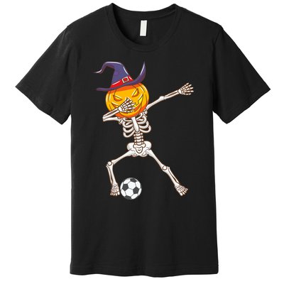 Funny Dabbing Skeleton Pumpkin Head Scary Witch Hat Soccer Premium T-Shirt