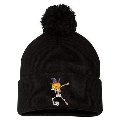 Funny Dabbing Skeleton Pumpkin Head Scary Witch Hat Soccer Pom Pom 12in Knit Beanie