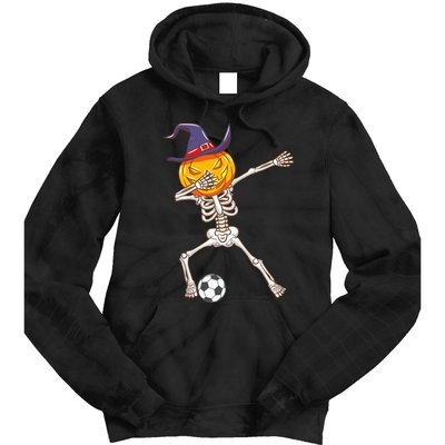 Funny Dabbing Skeleton Pumpkin Head Scary Witch Hat Soccer Tie Dye Hoodie