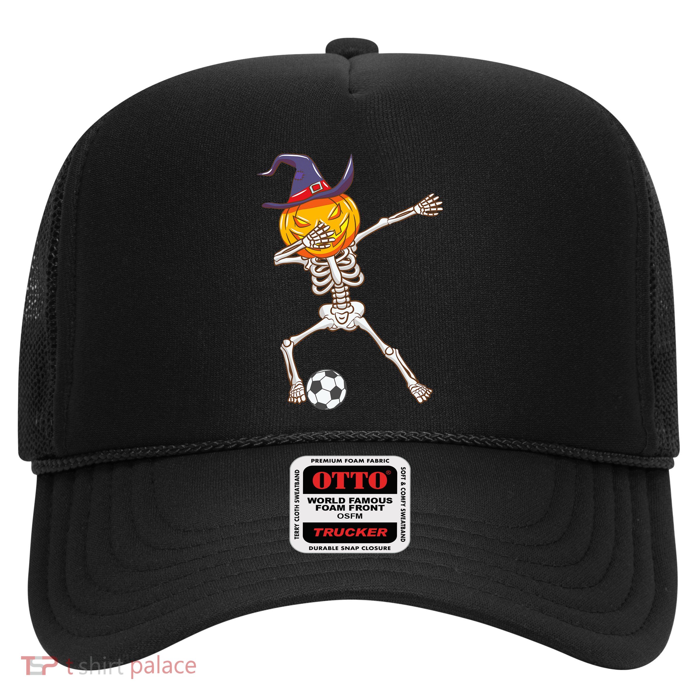 Funny Dabbing Skeleton Pumpkin Head Scary Witch Hat Soccer Trucker Hat