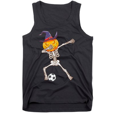 Funny Dabbing Skeleton Pumpkin Head Scary Witch Hat Soccer Tank Top