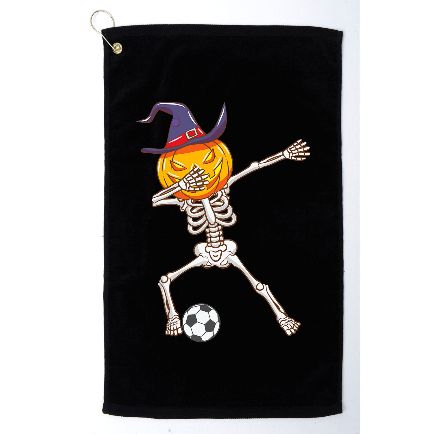 Funny Dabbing Skeleton Pumpkin Head Scary Witch Hat Soccer Golf Towel