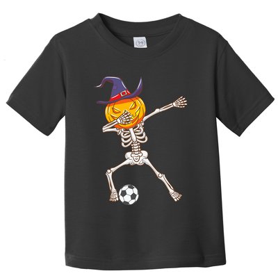 Funny Dabbing Skeleton Pumpkin Head Scary Witch Hat Soccer Toddler T-Shirt
