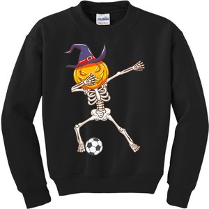 Funny Dabbing Skeleton Pumpkin Head Scary Witch Hat Soccer Kids Sweatshirt