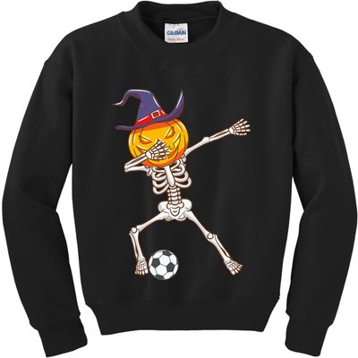 Funny Dabbing Skeleton Pumpkin Head Scary Witch Hat Soccer Kids Sweatshirt
