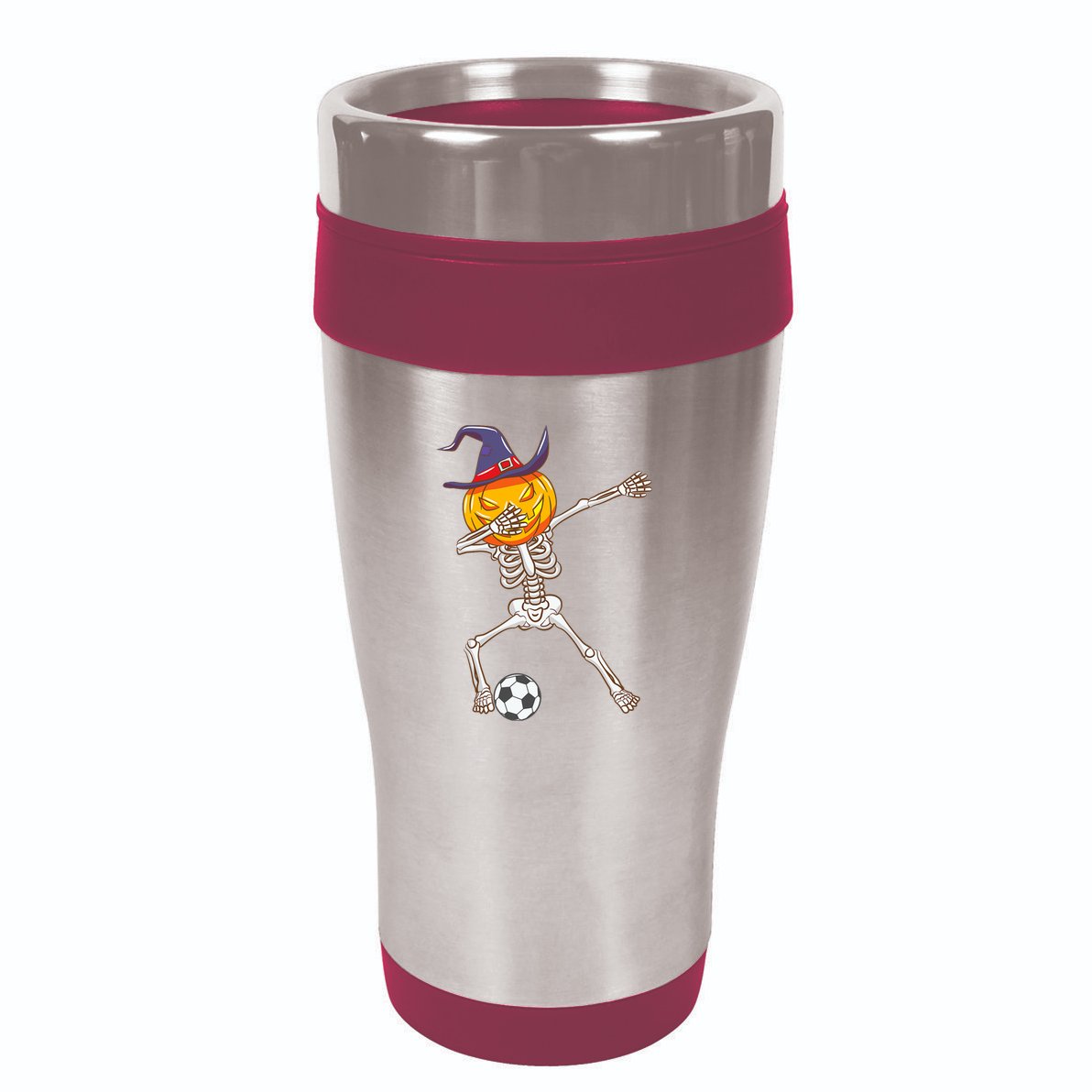 Funny Dabbing Skeleton Pumpkin Head Scary Witch Hat Soccer 16oz Travel Tumbler