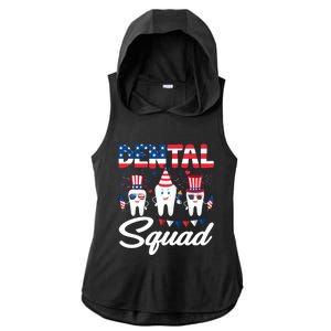 Funny Dental Squad Dental Hygienists Usa Flag 4th Of July Cool Gift Ladies PosiCharge Tri-Blend Wicking Draft Hoodie Tank