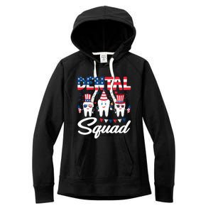 Funny Dental Squad Dental Hygienists Usa Flag 4th Of July Cool Gift Women's Fleece Hoodie