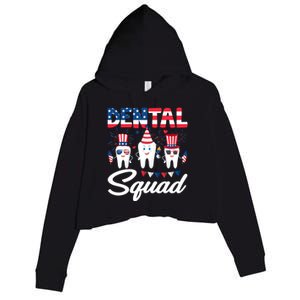 Funny Dental Squad Dental Hygienists Usa Flag 4th Of July Cool Gift Crop Fleece Hoodie