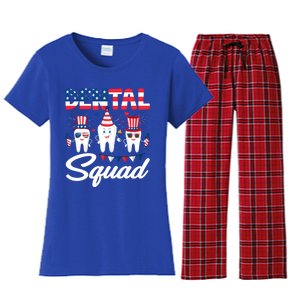 Funny Dental Squad Dental Hygienists Usa Flag 4th Of July Cool Gift Women's Flannel Pajama Set