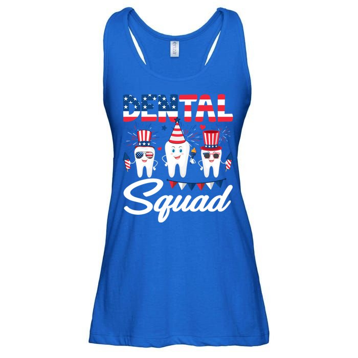 Funny Dental Squad Dental Hygienists Usa Flag 4th Of July Cool Gift Ladies Essential Flowy Tank