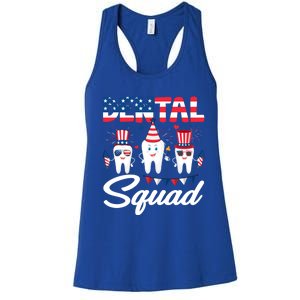 Funny Dental Squad Dental Hygienists Usa Flag 4th Of July Cool Gift Women's Racerback Tank