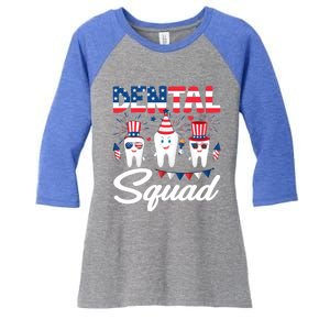 Funny Dental Squad Dental Hygienists Usa Flag 4th Of July Cool Gift Women's Tri-Blend 3/4-Sleeve Raglan Shirt