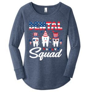 Funny Dental Squad Dental Hygienists Usa Flag 4th Of July Cool Gift Women's Perfect Tri Tunic Long Sleeve Shirt