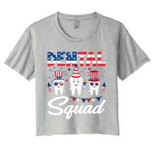 Funny Dental Squad Dental Hygienists Usa Flag 4th Of July Cool Gift Women's Crop Top Tee