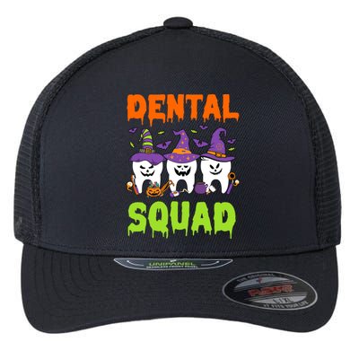 Funny Dental Squad Costume Trick Or Teeth Denstist Halloween Gift Flexfit Unipanel Trucker Cap