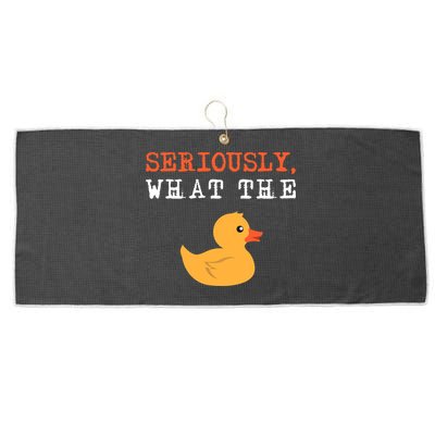 Funny Ducks Seriously What The Duck Animal Pun Rubber Ducky Large Microfiber Waffle Golf Towel