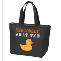 Funny Ducks Seriously What The Duck Animal Pun Rubber Ducky Zip Tote Bag