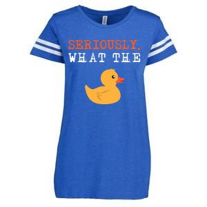 Funny Ducks Seriously What The Duck Animal Pun Rubber Ducky Enza Ladies Jersey Football T-Shirt