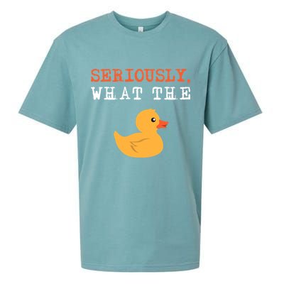 Funny Ducks Seriously What The Duck Animal Pun Rubber Ducky Sueded Cloud Jersey T-Shirt