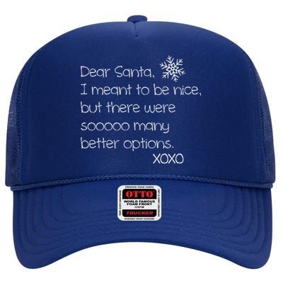 Funny Dear Santa Naughty Christmas  High Crown Mesh Back Trucker Hat