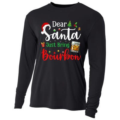 Funny Dear Santa Just Bring Bourbon Christmas Pajamas Cooling Performance Long Sleeve Crew