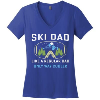 Father's Day Ski Dad Cool Proud Family Dad Gift Women's V-Neck T-Shirt