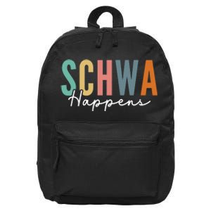 Funny Dyslexia Schwa Happens Speech Phonics Teacher Linguist 16 in Basic Backpack