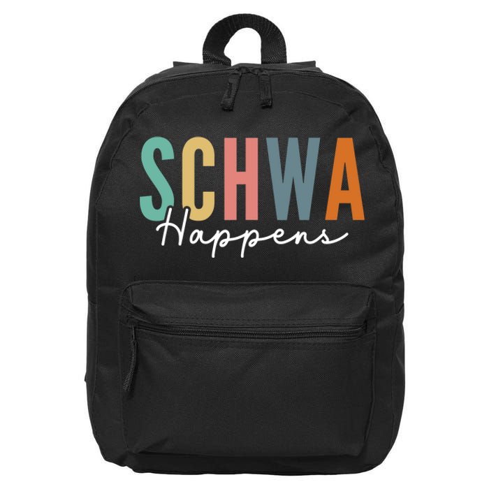 Funny Dyslexia Schwa Happens Speech Phonics Teacher Linguist 16 in Basic Backpack