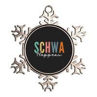 Funny Dyslexia Schwa Happens Speech Phonics Teacher Linguist Metallic Star Ornament