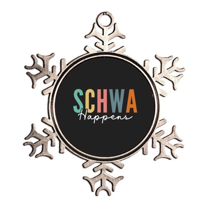 Funny Dyslexia Schwa Happens Speech Phonics Teacher Linguist Metallic Star Ornament