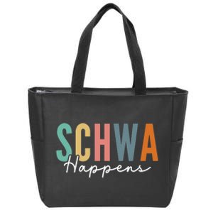 Funny Dyslexia Schwa Happens Speech Phonics Teacher Linguist Zip Tote Bag