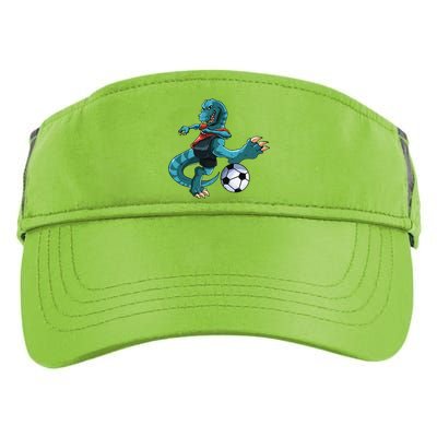 Funny Dino Soccer Player Trex Lover Football Game Adult Drive Performance Visor