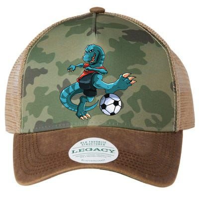 Funny Dino Soccer Player Trex Lover Football Game Legacy Tie Dye Trucker Hat