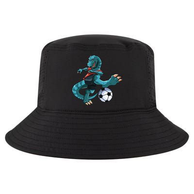 Funny Dino Soccer Player Trex Lover Football Game Cool Comfort Performance Bucket Hat