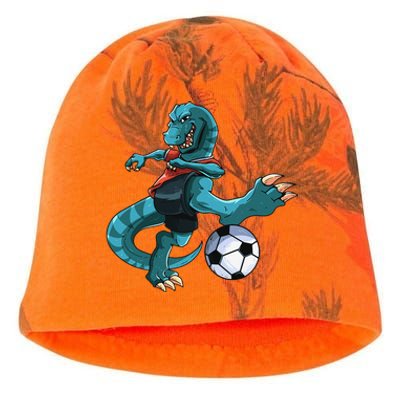 Funny Dino Soccer Player Trex Lover Football Game Kati - Camo Knit Beanie