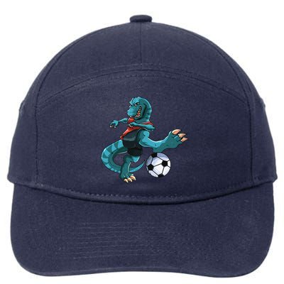 Funny Dino Soccer Player Trex Lover Football Game 7-Panel Snapback Hat