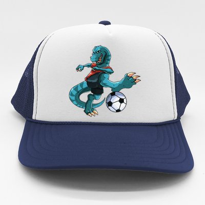 Funny Dino Soccer Player Trex Lover Football Game Trucker Hat