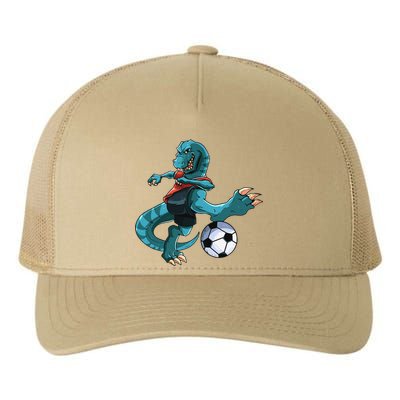 Funny Dino Soccer Player Trex Lover Football Game Yupoong Adult 5-Panel Trucker Hat