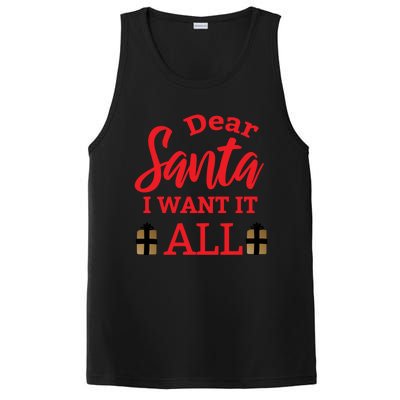 Funny Dear Santa I Want It All Christmas Xmas Funny Gift PosiCharge Competitor Tank