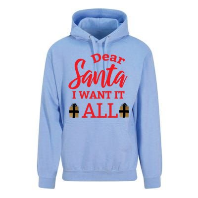 Funny Dear Santa I Want It All Christmas Xmas Funny Gift Unisex Surf Hoodie