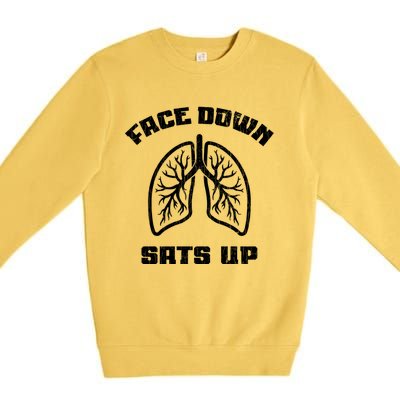 Face Down Sats Up Funny Healthcare Worker Nurses Graphic Cool Gift Premium Crewneck Sweatshirt