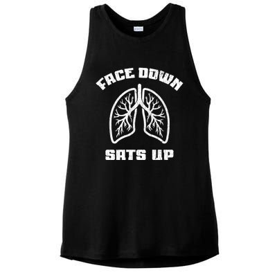 Face Down Sats Up Funny Healthcare Worker Nurses Graphic Cool Gift Ladies PosiCharge Tri-Blend Wicking Tank