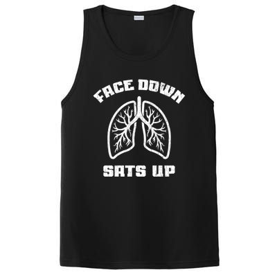 Face Down Sats Up Funny Healthcare Worker Nurses Graphic Cool Gift PosiCharge Competitor Tank