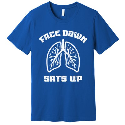 Face Down Sats Up Funny Healthcare Worker Nurses Graphic Cool Gift Premium T-Shirt